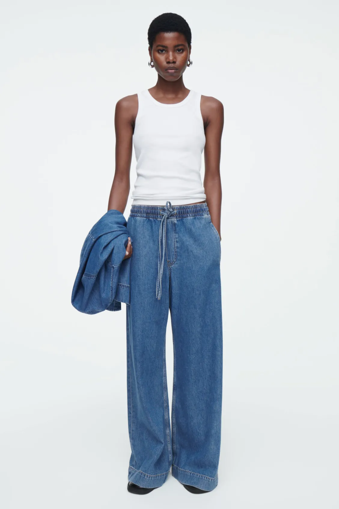 COS WIDE-LEG FLUID DENIM PANTS-Women Jeans | Pants