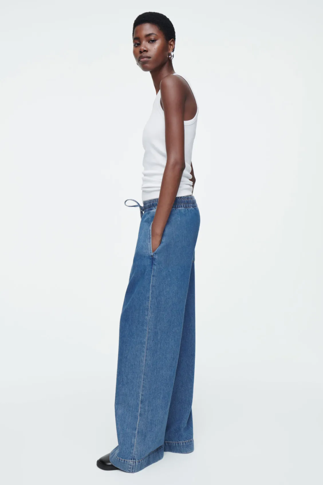 COS WIDE-LEG FLUID DENIM PANTS-Women Jeans | Pants