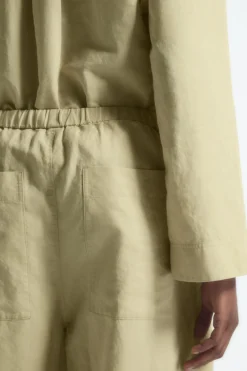 COS WIDE-LEG LINEN DRAWSTRING PANTS-Women Pants