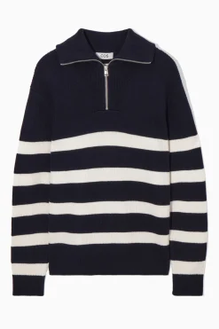 COS WOOL AND COTTON-BLEND HALF-ZIP SWEATER- Sweaters & Cardigans