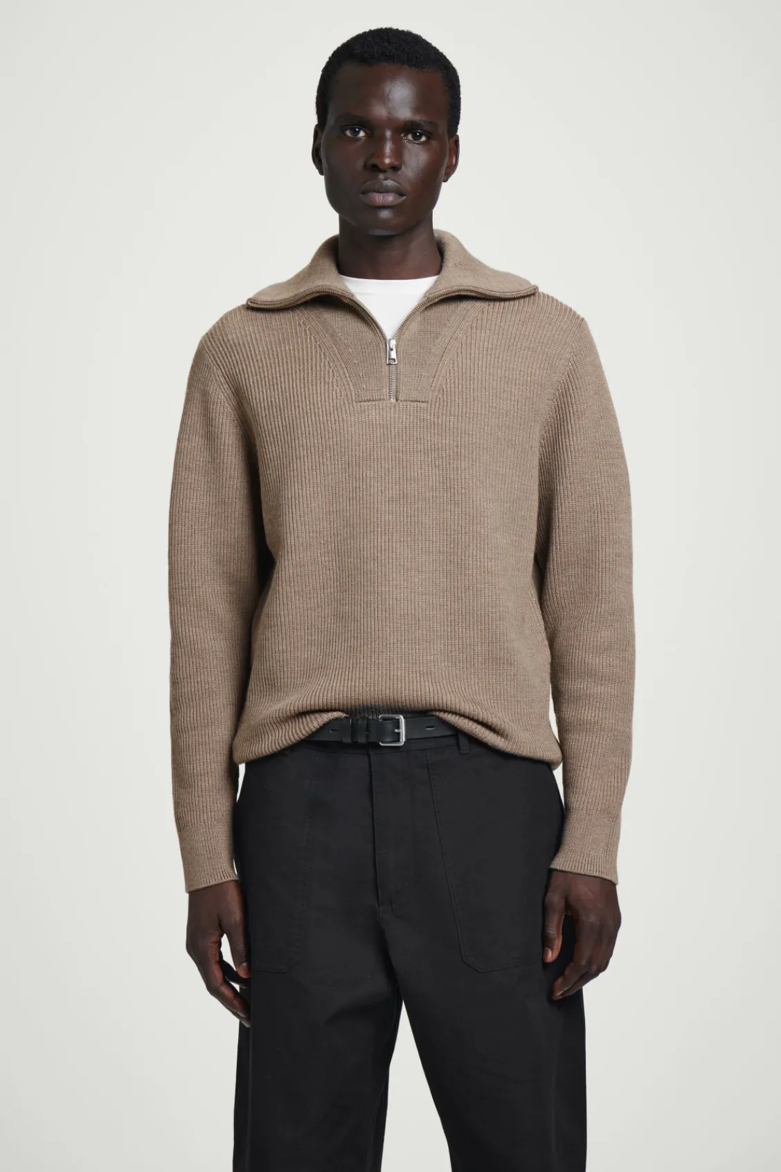 COS WOOL AND COTTON-BLEND HALF-ZIP SWEATER- Sweaters & Cardigans
