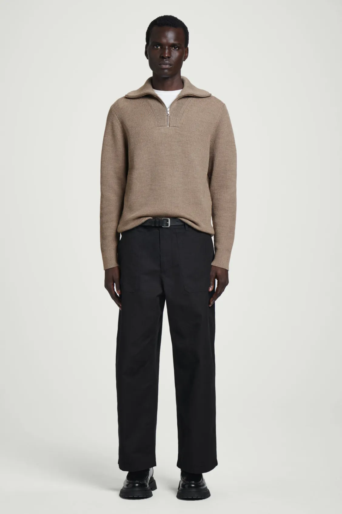 COS WOOL AND COTTON-BLEND HALF-ZIP SWEATER- Sweaters & Cardigans