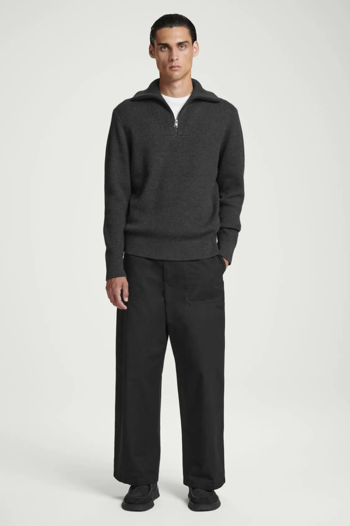 COS WOOL AND COTTON-BLEND HALF-ZIP SWEATER- Sweaters & Cardigans