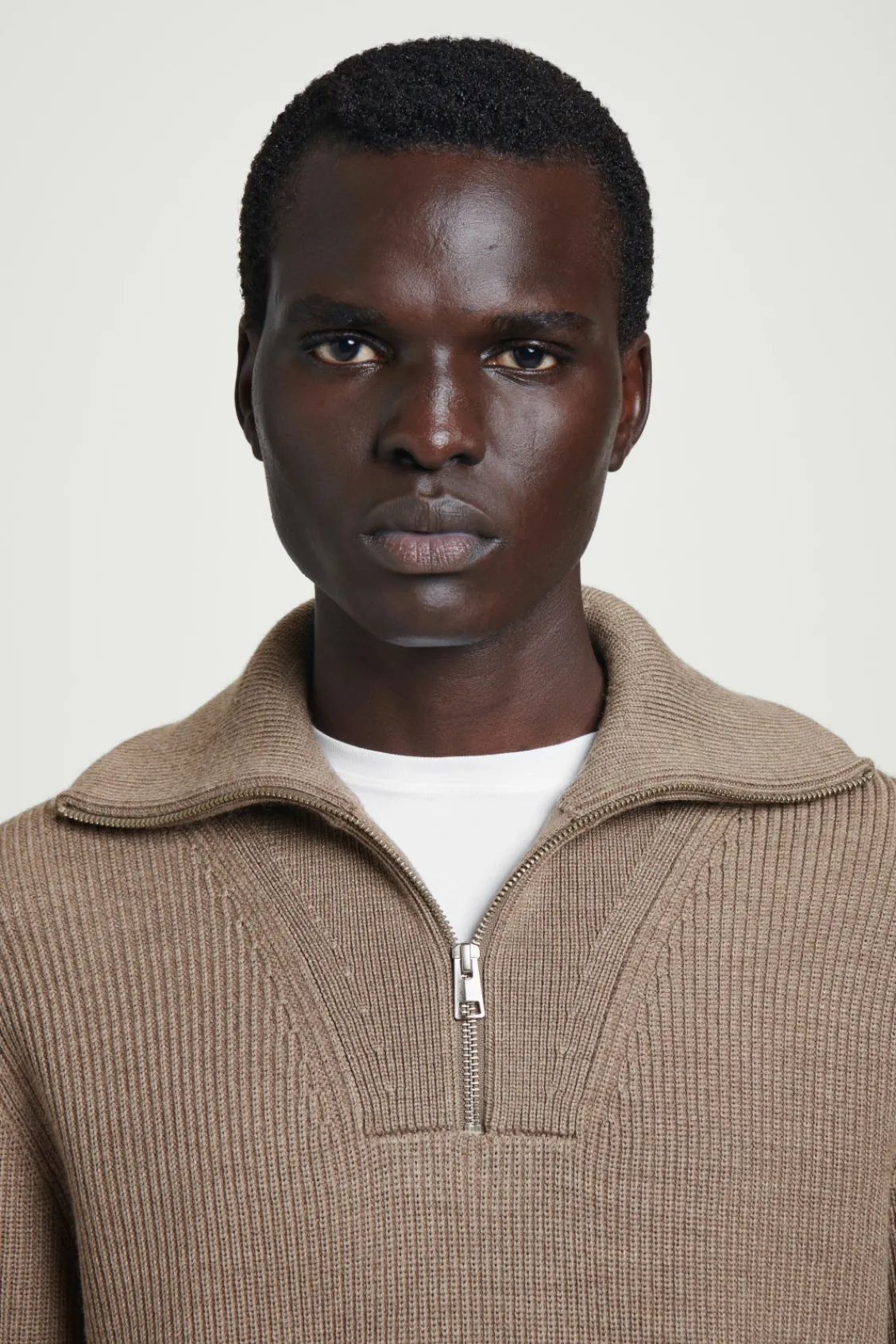 COS WOOL AND COTTON-BLEND HALF-ZIP SWEATER- Sweaters & Cardigans