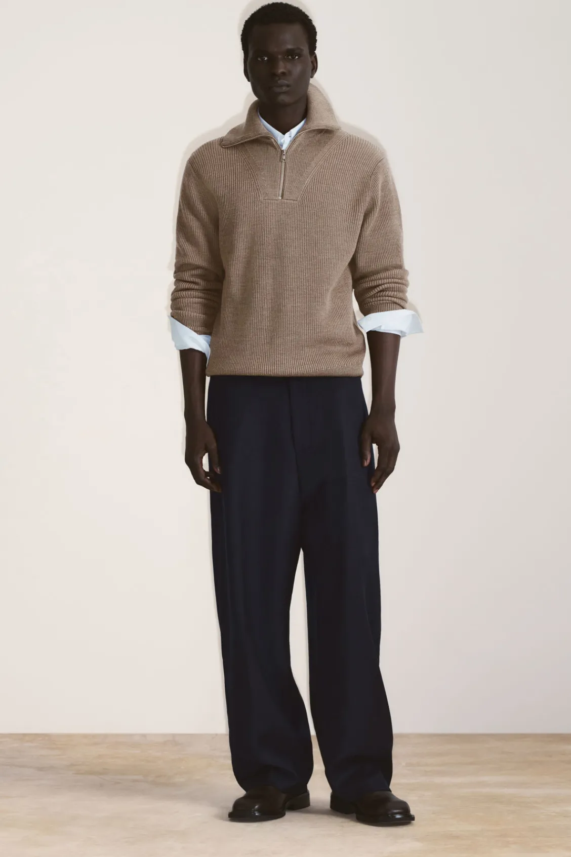 COS WOOL AND COTTON-BLEND HALF-ZIP SWEATER- Sweaters & Cardigans
