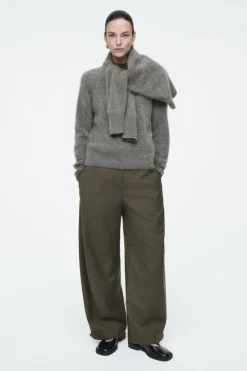 COS WOOL BARREL-LEG UTILITY PANTS-Women Pants