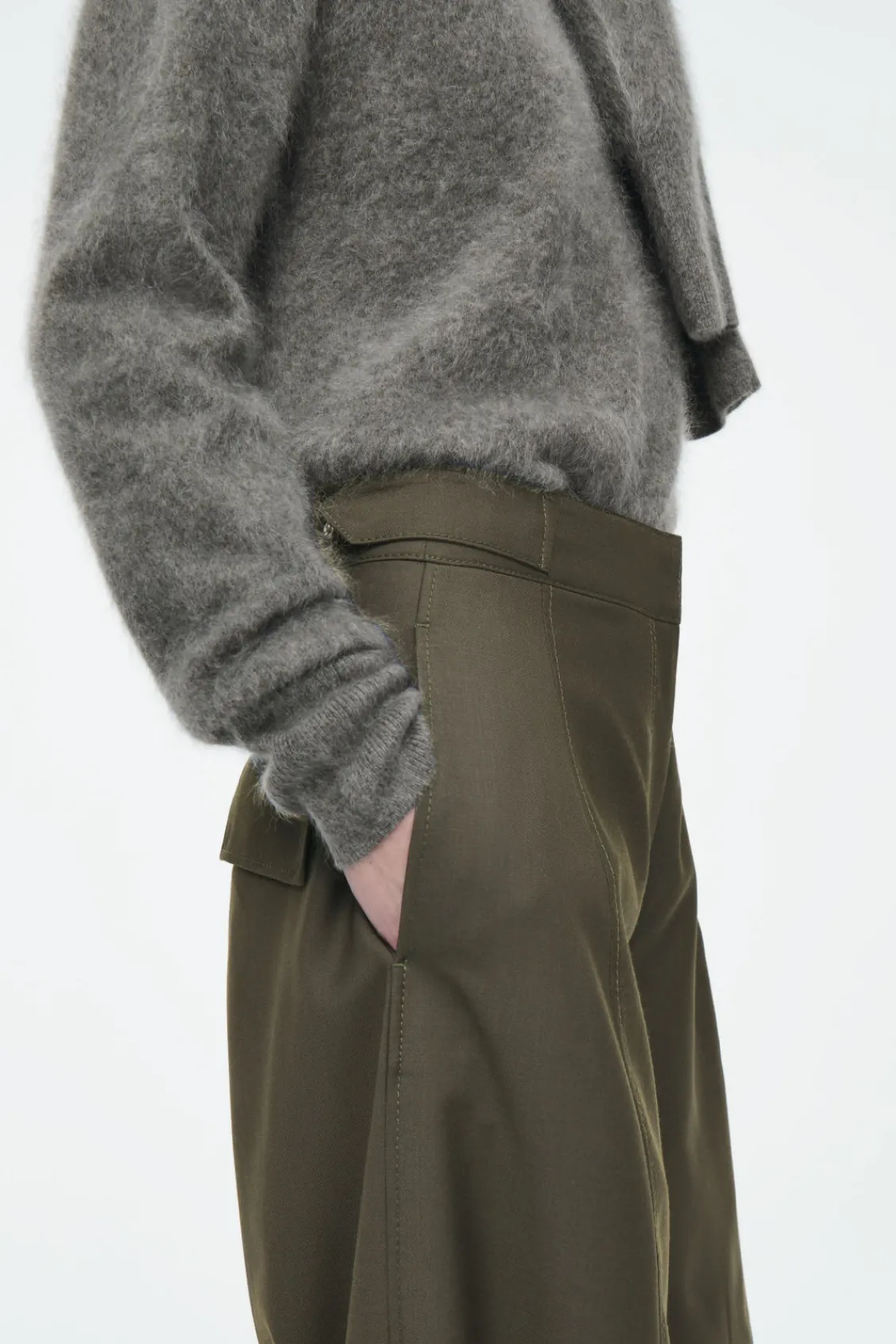 COS WOOL BARREL-LEG UTILITY PANTS-Women Pants