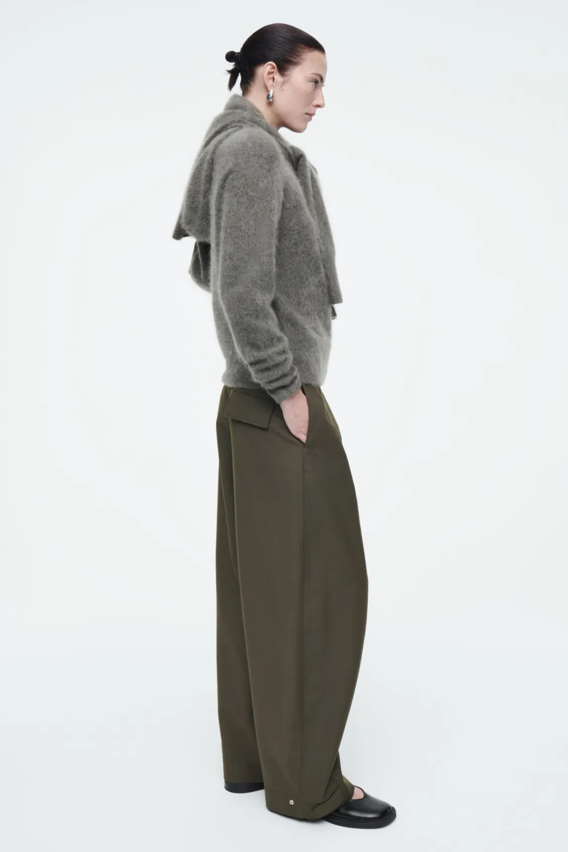 COS WOOL BARREL-LEG UTILITY PANTS-Women Pants