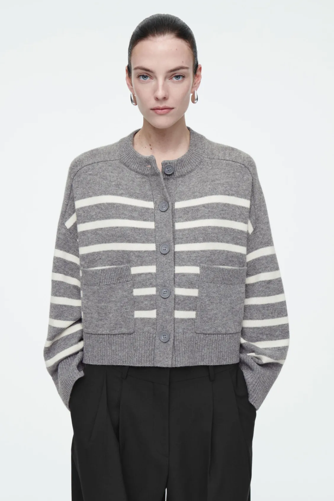 COS WOOL CREW-NECK CARDIGAN-Women Sweaters & Cardigans
