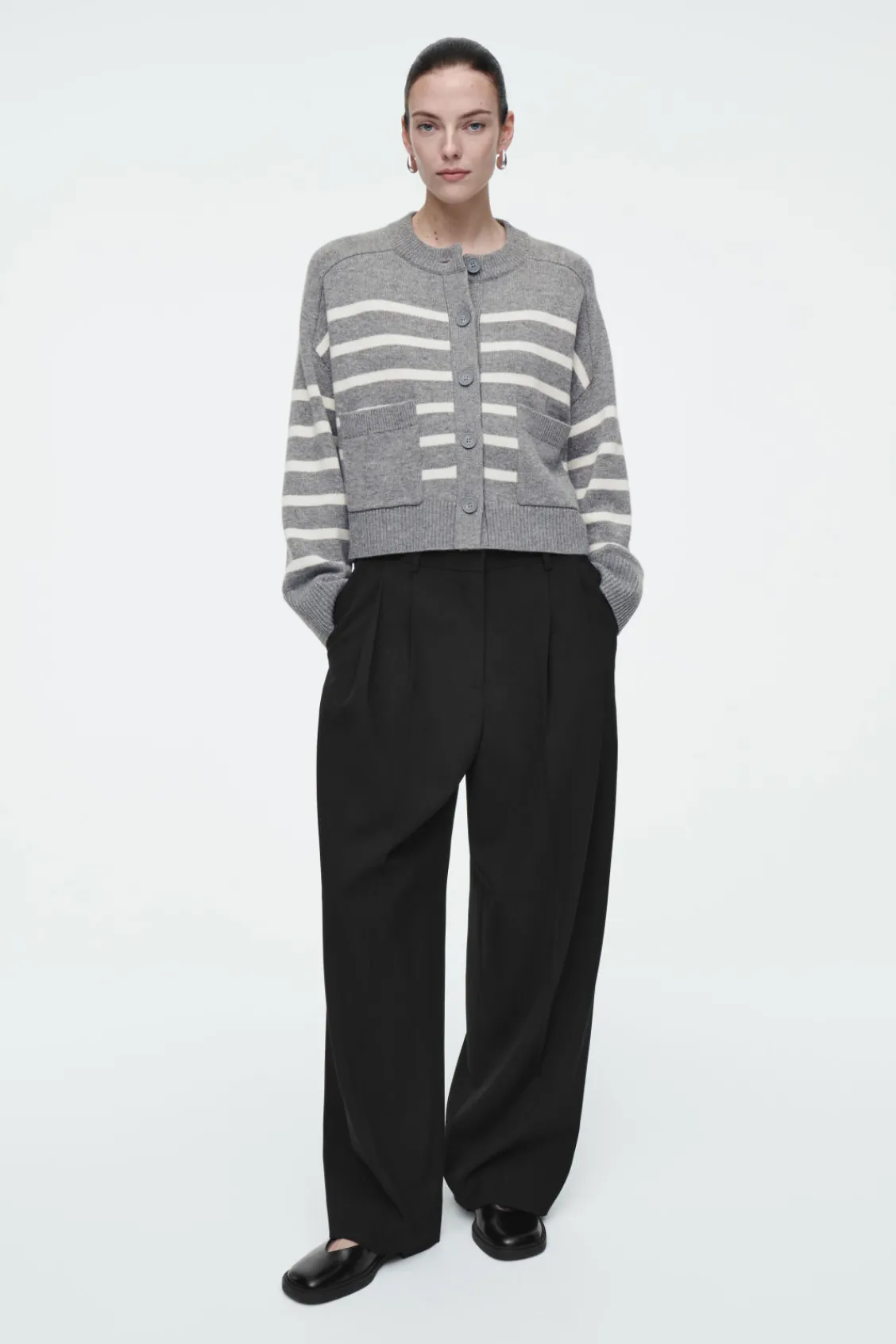 COS WOOL CREW-NECK CARDIGAN-Women Sweaters & Cardigans