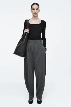 COS WOOL-BLEND BARREL-LEG PANTS-Women Pants
